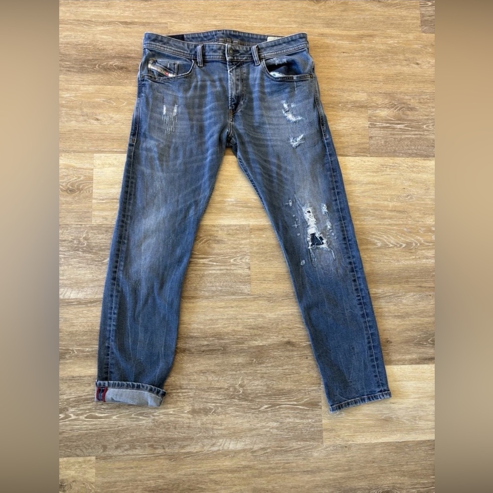Diesel Jeans Thommer Slim Skinny Stretch Selvedge Distressed 34x30 Jeans